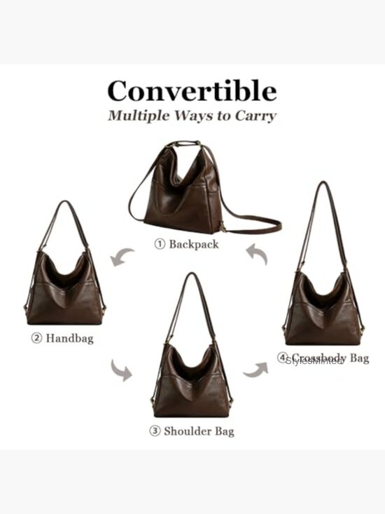 Convertible Backpack Purse Tote Shoulder Crossbody Hobo Vegan Leather main image 7